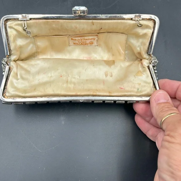 Vintage Walborg W Germany rhinestone & faux diamond Clutch - Picture 6 of 7
